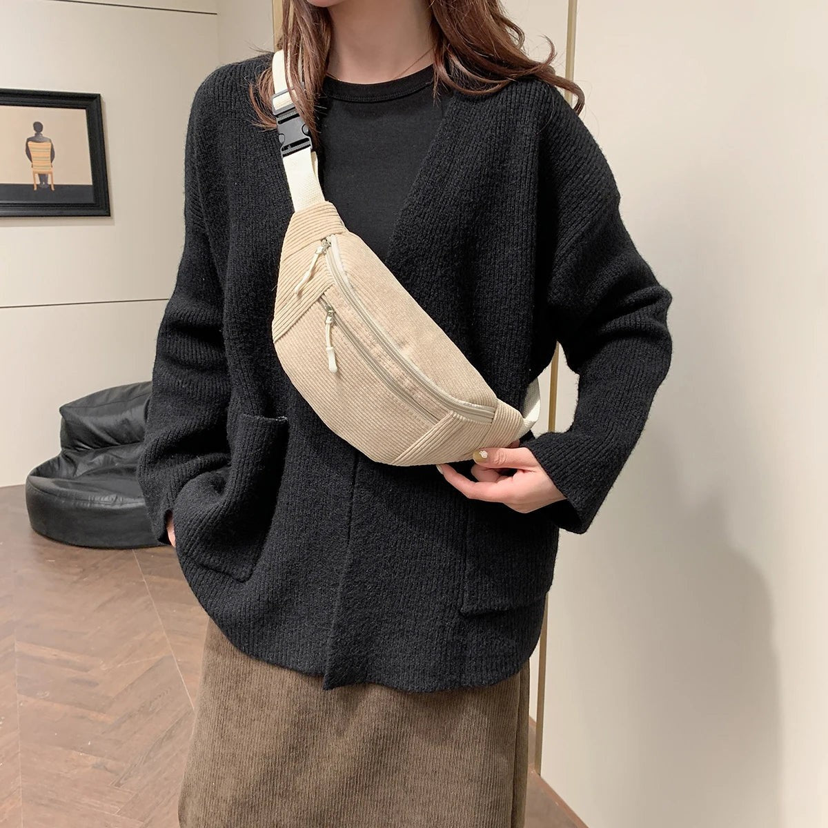 Sac Banane Velours Femme