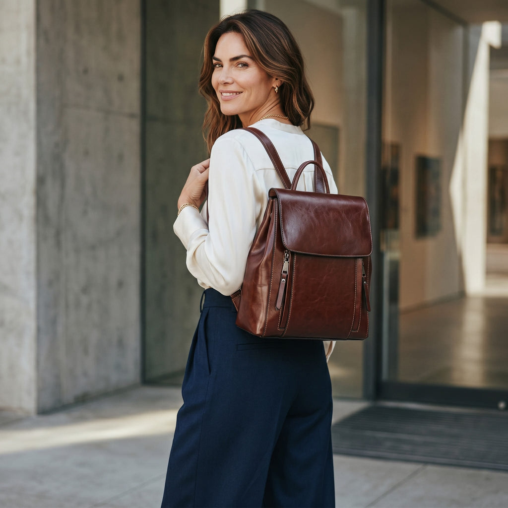 Sac Sac à Dos Cuir Femme Vintage à Bandoulière