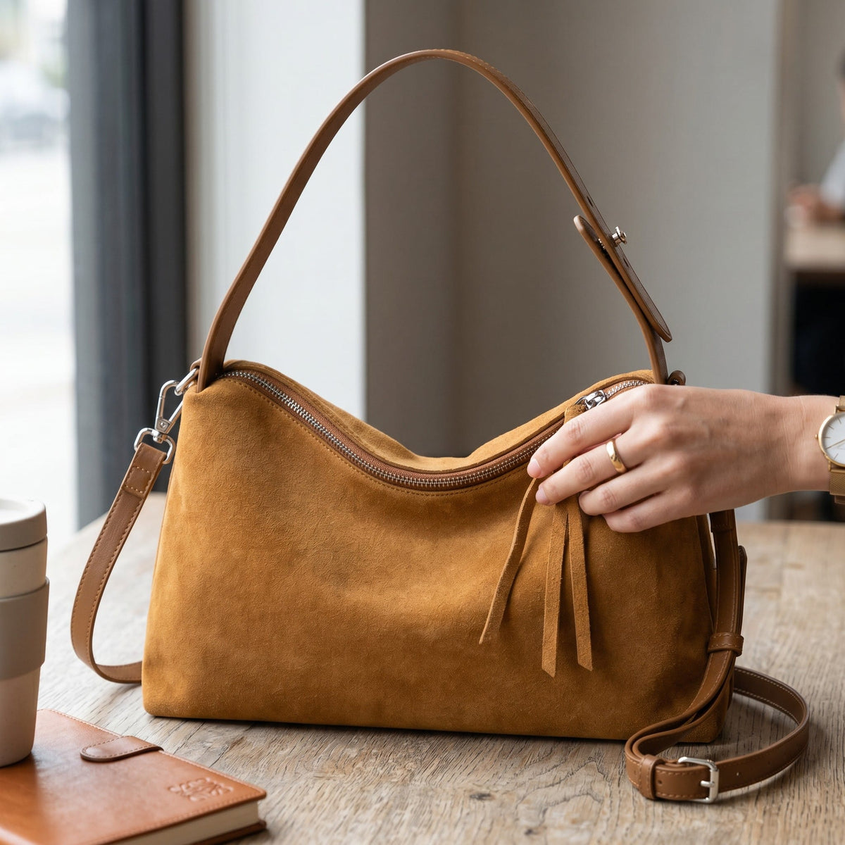 Sac Sac À Main Hobo Femme Daim