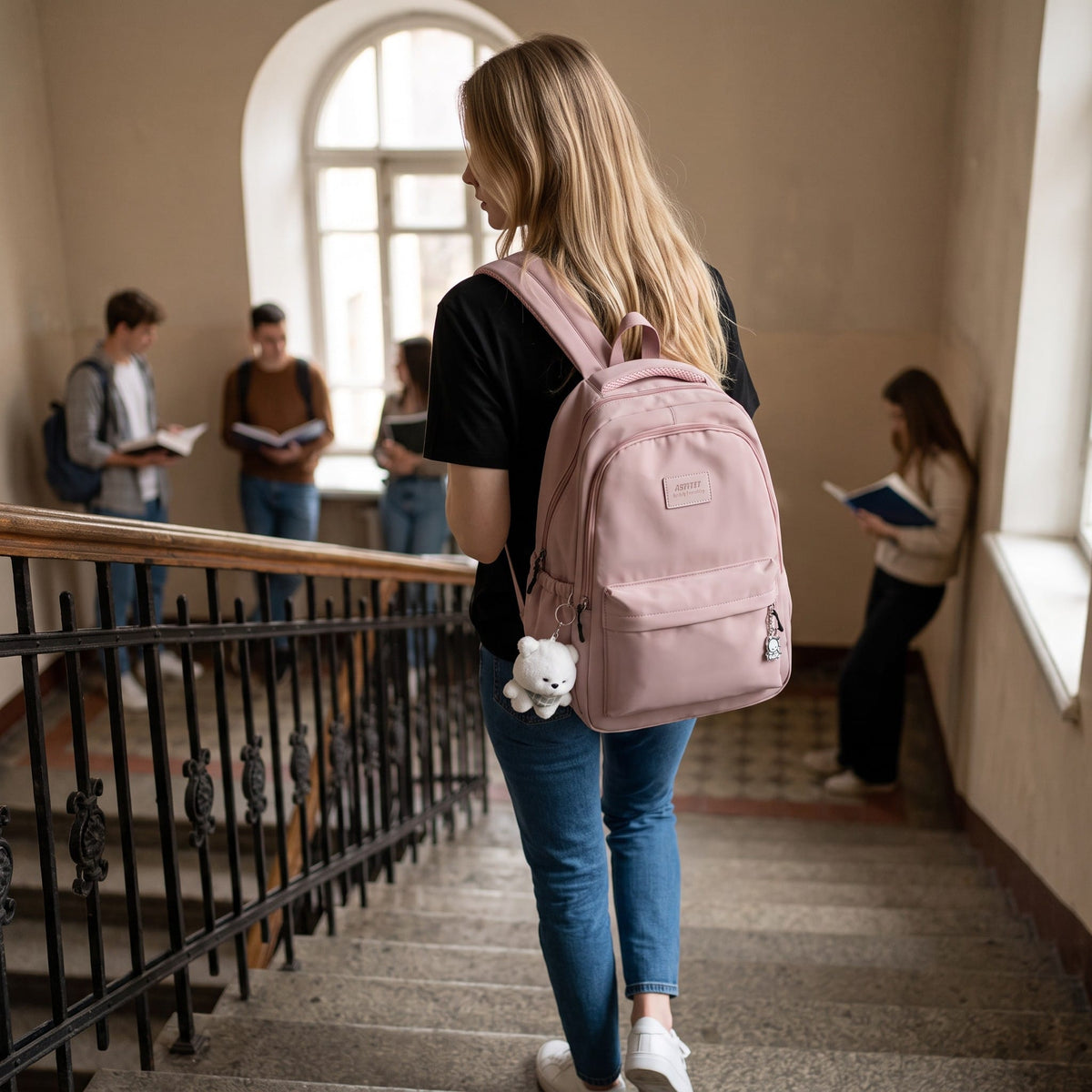 Sac Sac à Dos École Fille avec Peluche