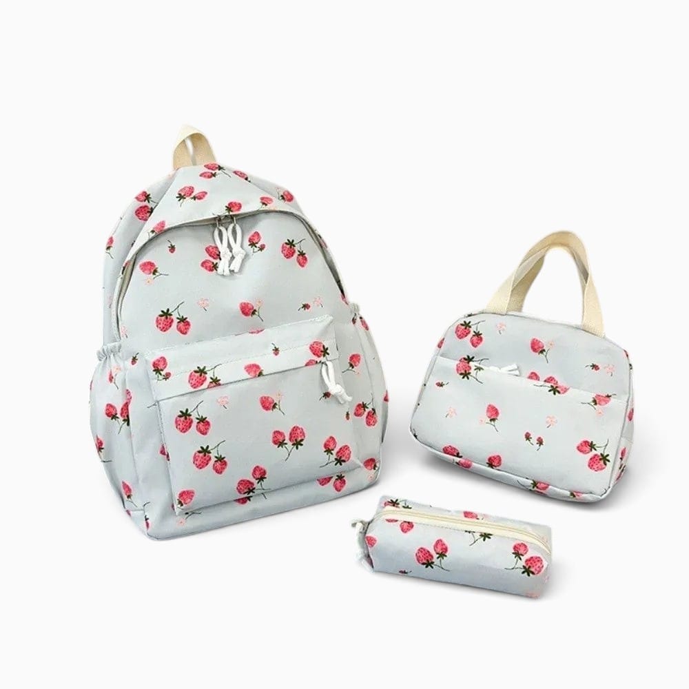 Sac Cartable École Fille avec Trousse et Sac à Déjeuner Assorti