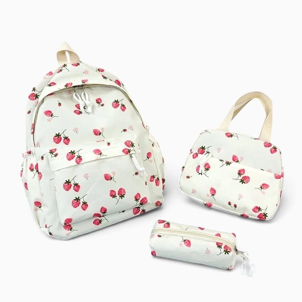Sac Cartable École Fille avec Trousse et Sac à Déjeuner Assorti