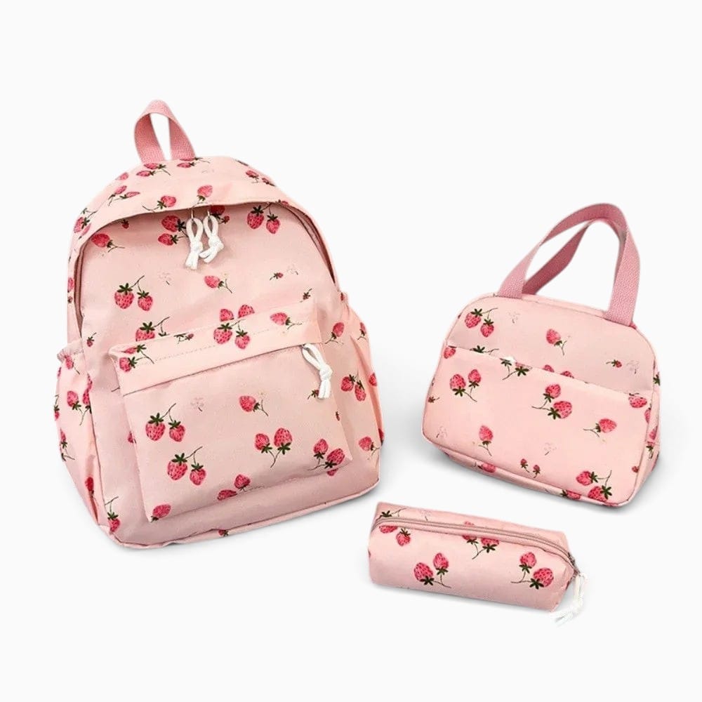 Sac Cartable École Fille avec Trousse et Sac à Déjeuner Assorti