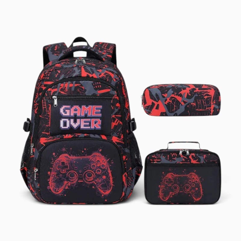 Sac Cartable École avec Trousse et Sac à Déjeuner Assorti