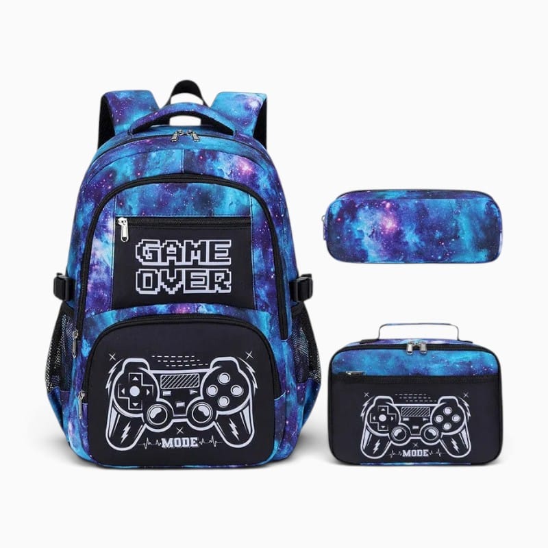 Sac Cartable École avec Trousse et Sac à Déjeuner Assorti