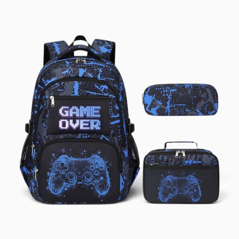 Sac Cartable École avec Trousse et Sac à Déjeuner Assorti