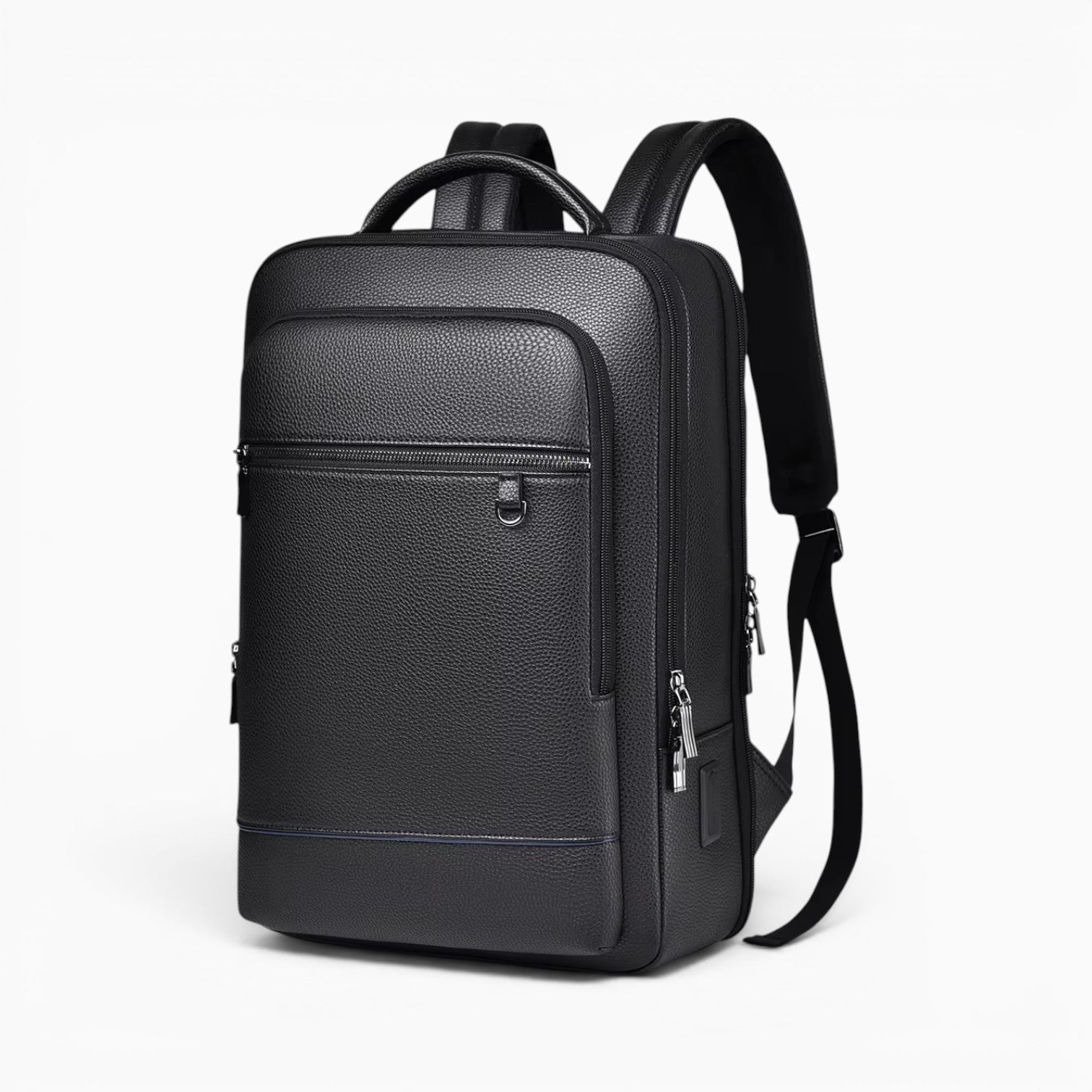 Sac sac à dos business noir en PU imperméable avec port USB pour ordinateur portable et design antivol