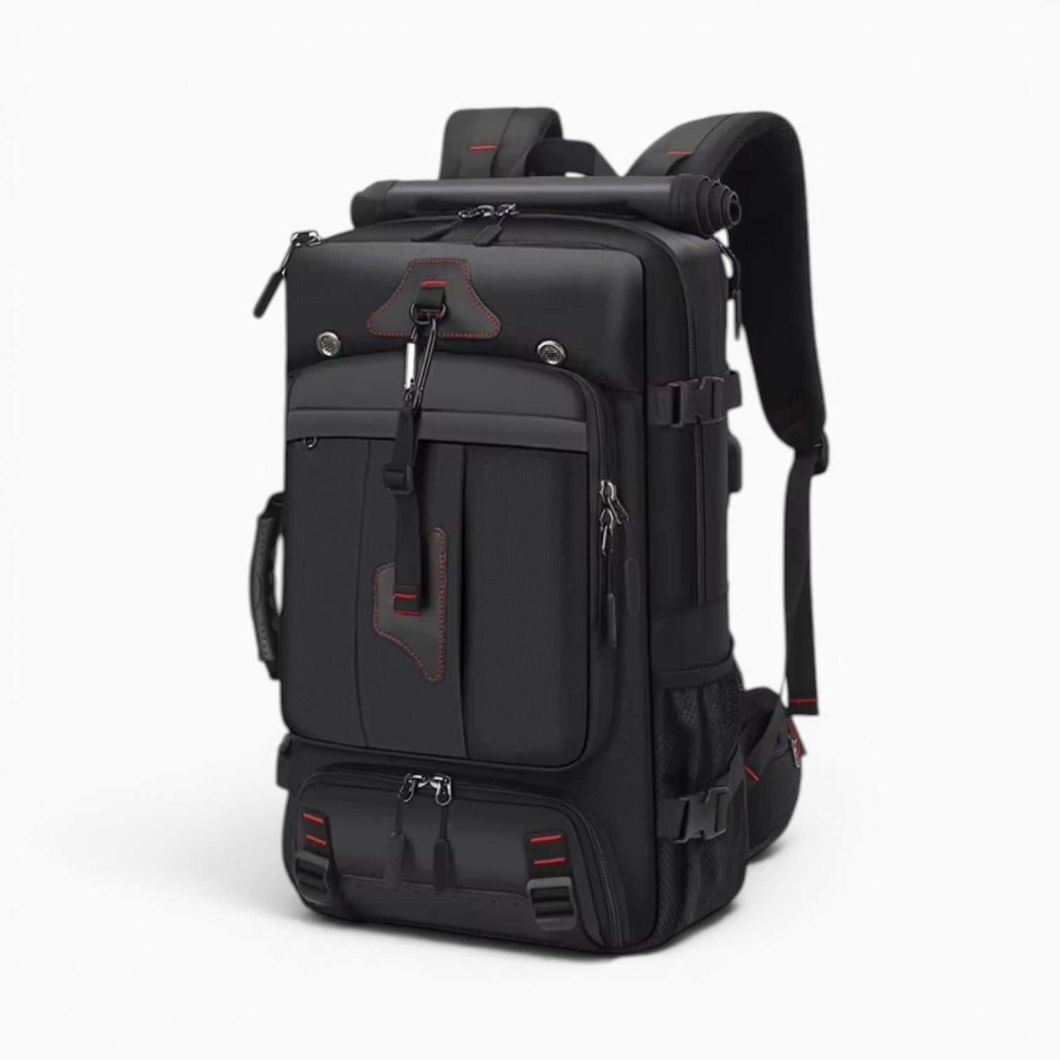 Sac sac à dos de randonnée noir en oxford imperméable avec port USB et multiples compartiments pour voyage