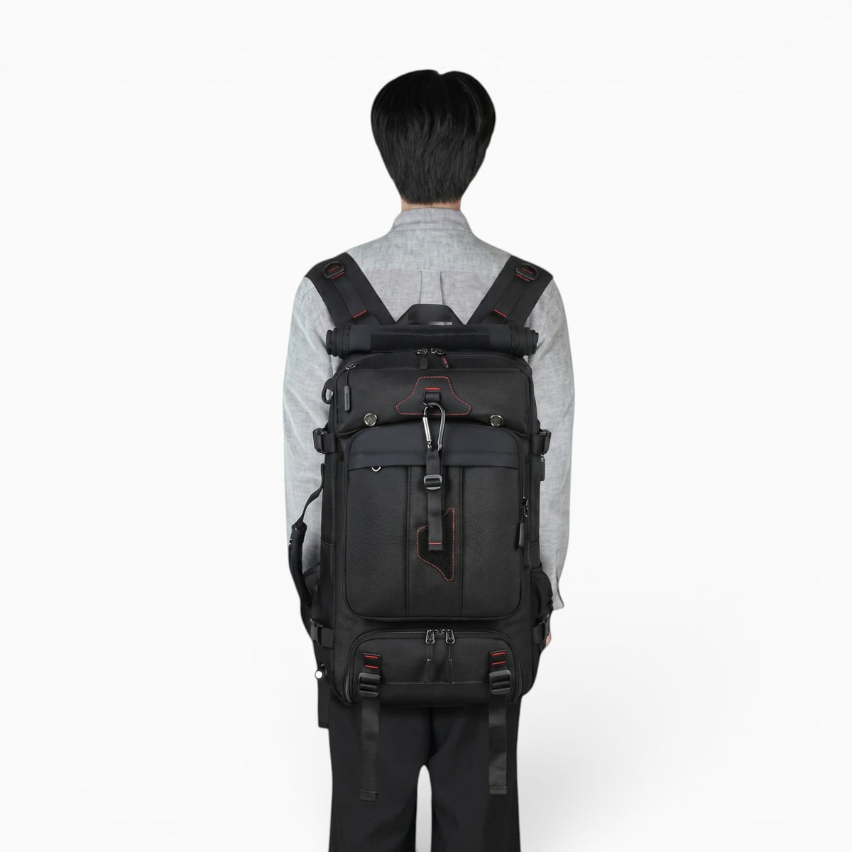 Sac sac à dos de randonnée noir en oxford imperméable avec multiples compartiments et port USB pour voyage