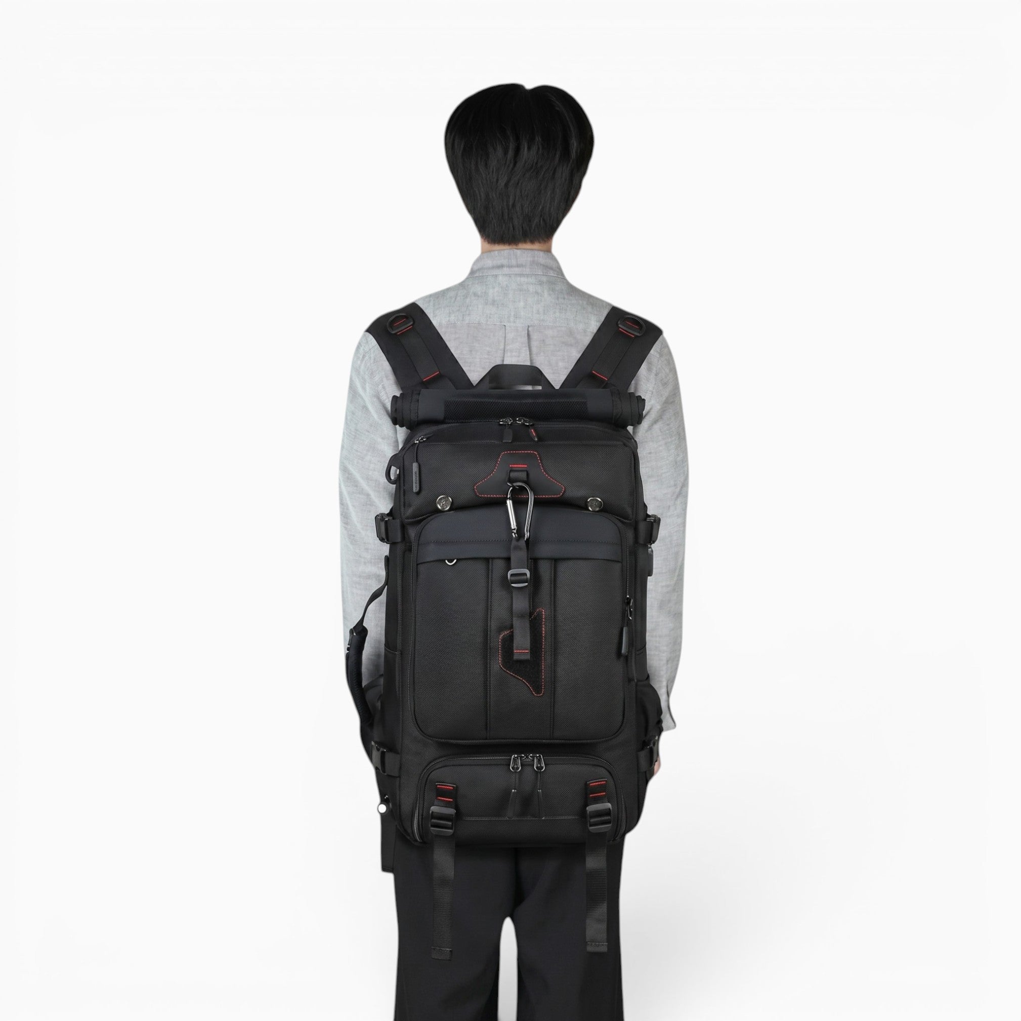Sac sac à dos de randonnée noir en oxford imperméable avec multiples compartiments et port USB pour voyage