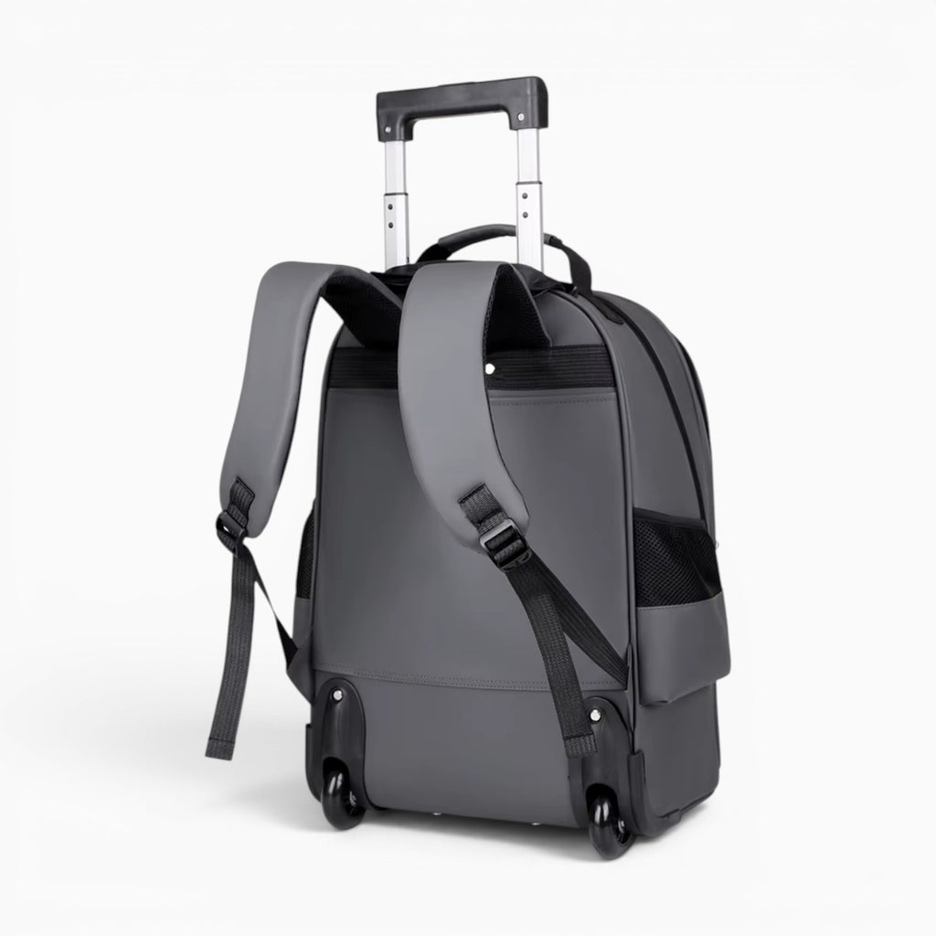 Sac à dos de voyage à roulettes gris ZIRANYU avec bretelles rembourrées et poignée télescopique pour bagage cabine
