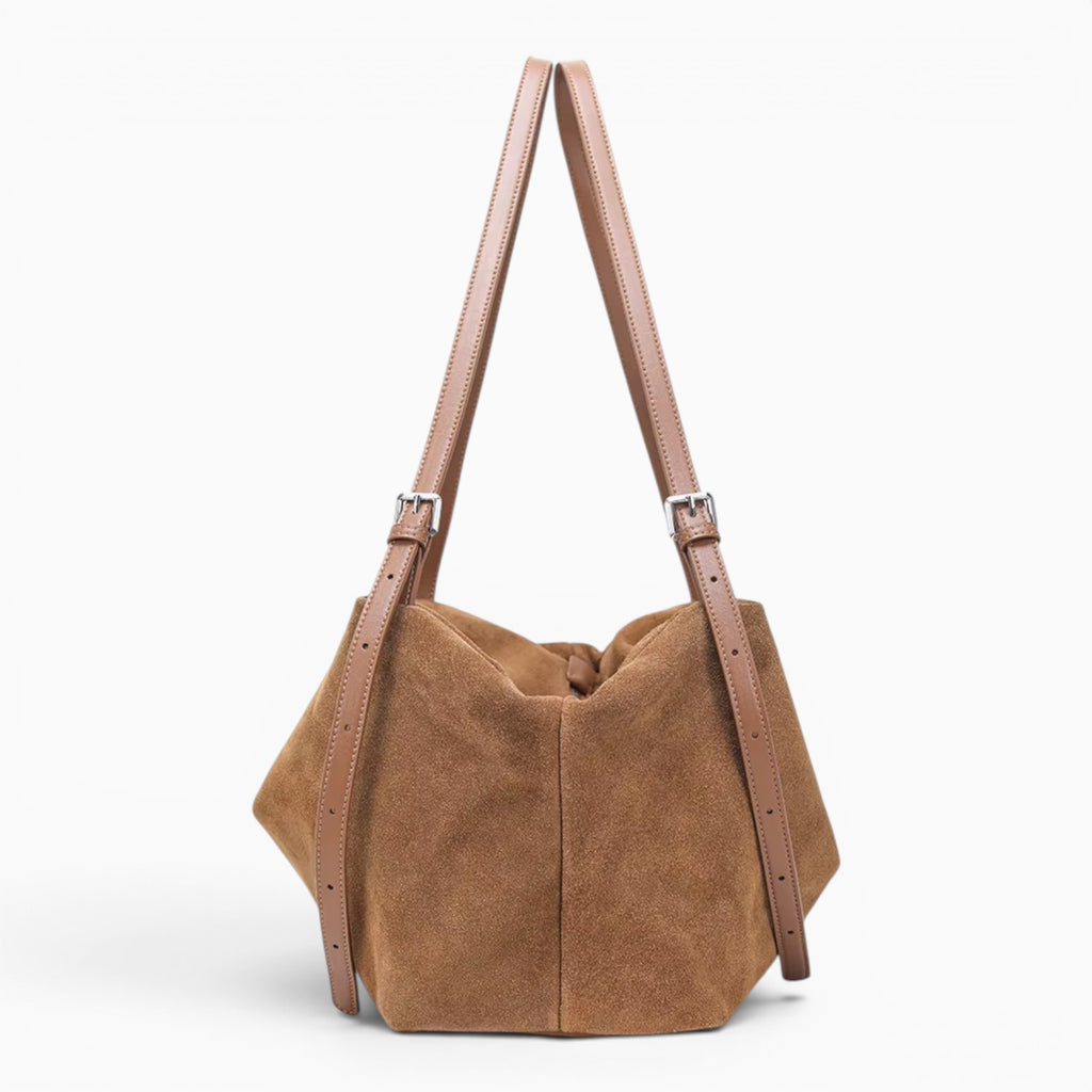 Sac sac à main cabas décontracté en cuir suédé marron avec anses réglables pour femme