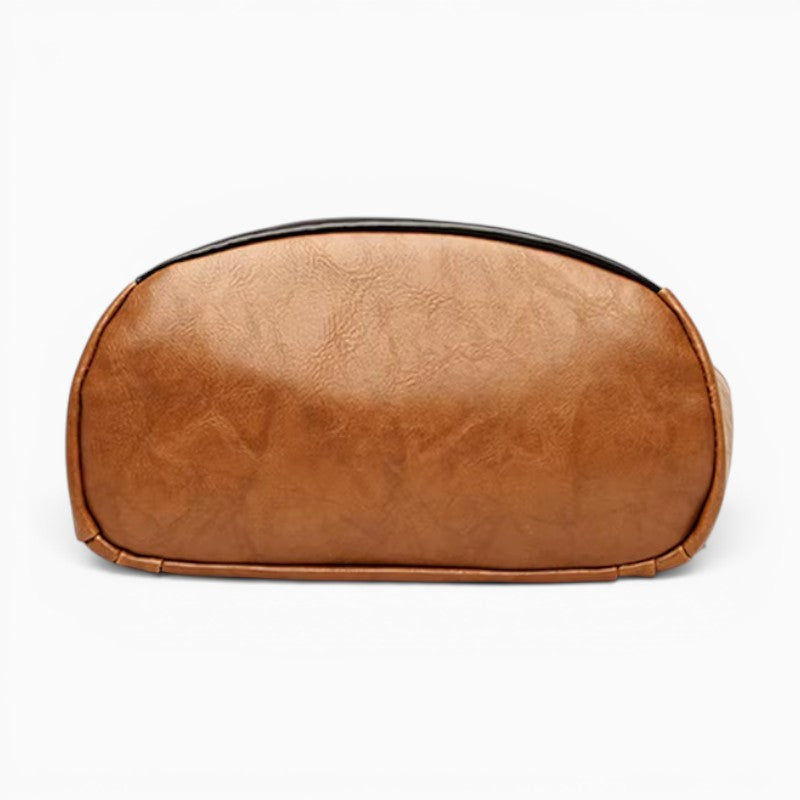 Sac à dos femme Sac en cuir PU marron avec fermeture éclair et design souple