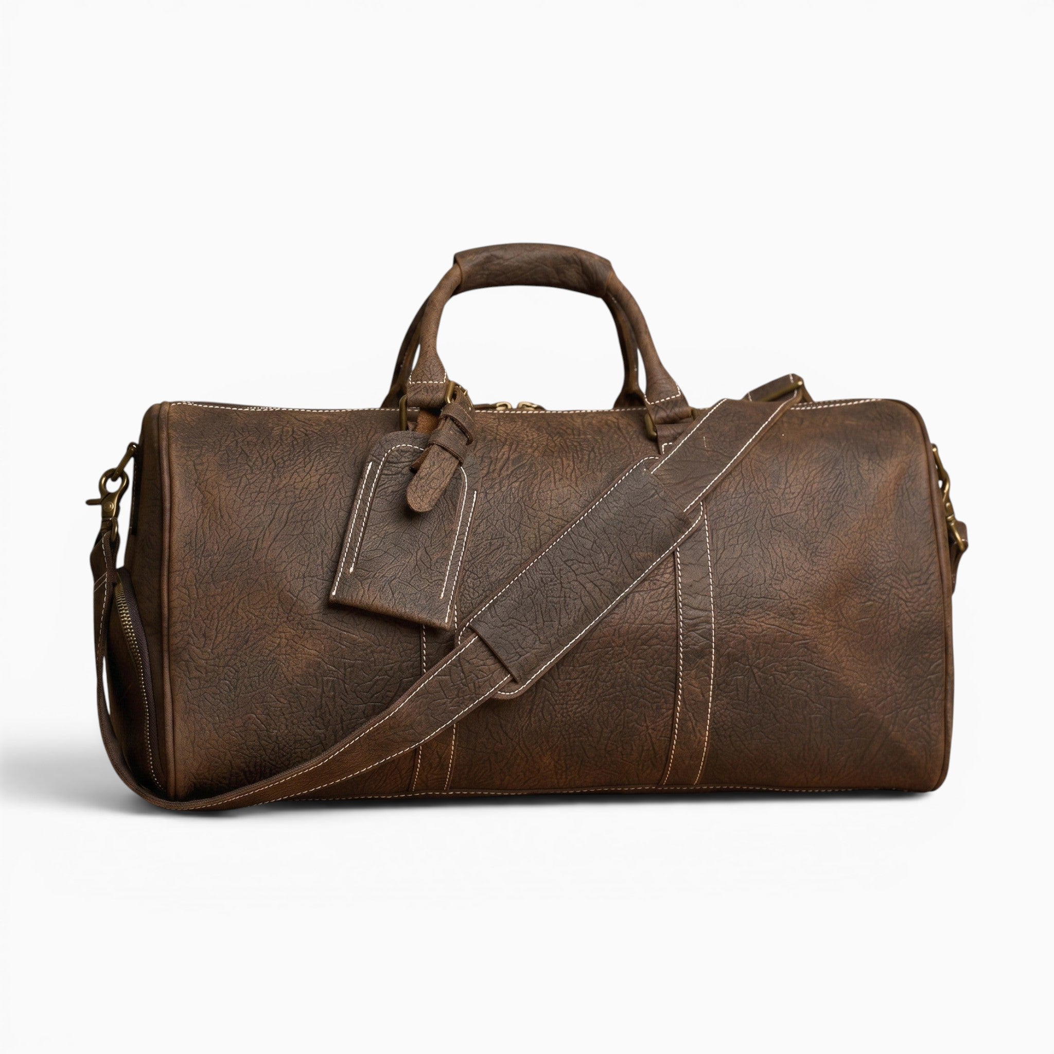 Sac sac de voyage vintage en cuir marron pour homme avec bandoulière et compartiment à chaussures