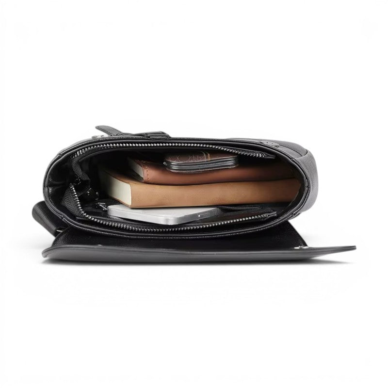Sac sacoche bandoulière noire pour homme en cuir PU avec compartiments zippés et intérieur spacieux pour objets personnels