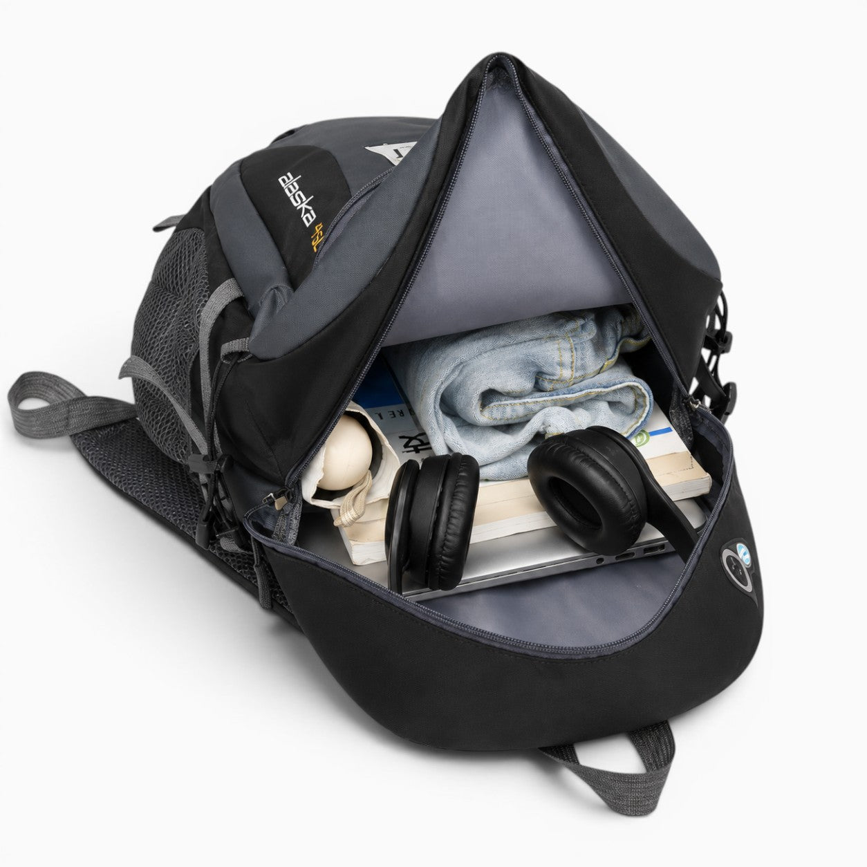 Sac - Sac à dos noir et gris en nylon, grande capacité, idéal pour le voyage, la randonnée et le camping.